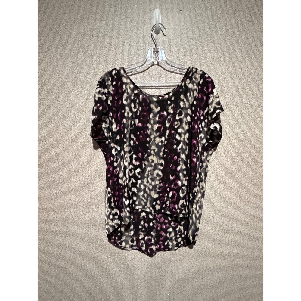 Juicy Couture Leopard Print Scoop Neck Short Sleeve High Low Top‎ Medium